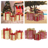 3x Christmas Gift Boxes Christmas Decorations for Cafe Holidays Housewarming Gold