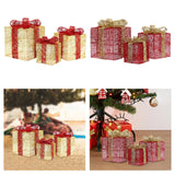 3x Christmas Gift Boxes Christmas Decorations for Cafe Holidays Housewarming Gold