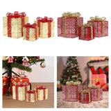 3x Christmas Gift Boxes Christmas Decorations for Cafe Holidays Housewarming Gold