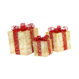 3x Christmas Gift Boxes Christmas Decorations for Cafe Holidays Housewarming Gold