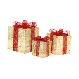 3x Christmas Gift Boxes Christmas Decorations for Cafe Holidays Housewarming Gold