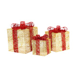 3x Christmas Gift Boxes Christmas Decorations for Cafe Holidays Housewarming Gold