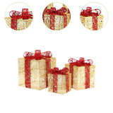 3x Christmas Gift Boxes Christmas Decorations for Cafe Holidays Housewarming Gold