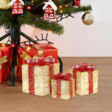 3x Christmas Gift Boxes Christmas Decorations for Cafe Holidays Housewarming Gold