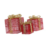 3x Christmas Gift Boxes Christmas Decorations for Cafe Holidays Housewarming Red