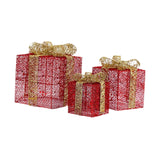 3x Christmas Gift Boxes Christmas Decorations for Cafe Holidays Housewarming Red