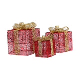 3x Christmas Gift Boxes Christmas Decorations for Cafe Holidays Housewarming Red