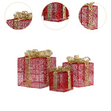 3x Christmas Gift Boxes Christmas Decorations for Cafe Holidays Housewarming Red