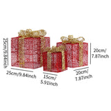 3x Christmas Gift Boxes Christmas Decorations for Cafe Holidays Housewarming Red