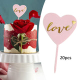 20Pcs Birthday Cake Topper Cake Pick Cake Decoration for Party Birthday Home Pink Gold