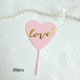 20Pcs Birthday Cake Topper Cake Pick Cake Decoration for Party Birthday Home Pink Gold