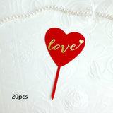 20Pcs Birthday Cake Topper Cake Pick Cake Decoration for Party Birthday Home Red Gold