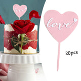 20Pcs Birthday Cake Topper Cake Pick Cake Decoration for Party Birthday Home Pink White