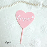 20Pcs Birthday Cake Topper Cake Pick Cake Decoration for Party Birthday Home Pink White