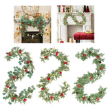 Christmas Garland with Red Berries Artificial for Home Stairs Fireplace Style A