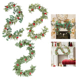 Christmas Garland with Red Berries Artificial for Home Stairs Fireplace Style A