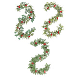 Christmas Garland with Red Berries Artificial for Home Stairs Fireplace Style A