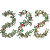 Christmas Garland with Red Berries Artificial for Home Stairs Fireplace Style A