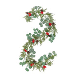 Christmas Garland with Red Berries Artificial for Home Stairs Fireplace Style A