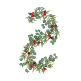 Christmas Garland with Red Berries Artificial for Home Stairs Fireplace Style A