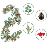 Christmas Garland with Red Berries Artificial for Home Stairs Fireplace Style A