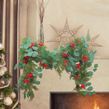 Christmas Garland with Red Berries Artificial for Home Stairs Fireplace Style A