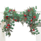 Christmas Garland with Red Berries Artificial for Home Stairs Fireplace Style A