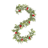 Christmas Garland with Red Berries Artificial for Home Stairs Fireplace Style B