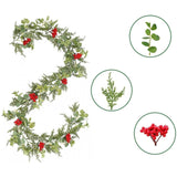 Christmas Garland with Red Berries Artificial for Home Stairs Fireplace Style B