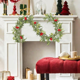 Christmas Garland with Red Berries Artificial for Home Stairs Fireplace Style B