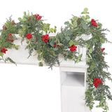 Christmas Garland with Red Berries Artificial for Home Stairs Fireplace Style B