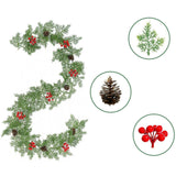 Christmas Garland with Red Berries Artificial for Home Stairs Fireplace Style C