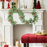 Christmas Garland with Red Berries Artificial for Home Stairs Fireplace Style C