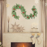 Christmas Garland with Red Berries Artificial for Home Stairs Fireplace Style C