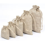 10x Burlap Jewelry Storage Bag Wedding Crafts Birthday Burlap Drawstring Bag 13cmx18cm