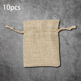 10x Burlap Jewelry Storage Bag Wedding Crafts Birthday Burlap Drawstring Bag 13cmx18cm