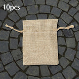 10x Burlap Jewelry Storage Bag Wedding Crafts Birthday Burlap Drawstring Bag 13cmx18cm