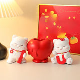 3Pcs Chinese Couple Cat Statues Gifts Tabletop for Entryway Bedroom New Year