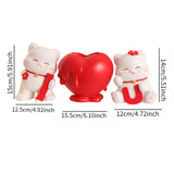 3Pcs Chinese Couple Cat Statues Gifts Tabletop for Entryway Bedroom New Year