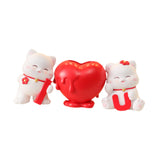 3Pcs Chinese Couple Cat Statues Gifts Tabletop for Entryway Bedroom New Year