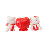 3Pcs Chinese Couple Cat Statues Gifts Tabletop for Entryway Bedroom New Year