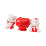 3Pcs Chinese Couple Cat Statues Gifts Tabletop for Entryway Bedroom New Year