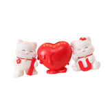 3Pcs Chinese Couple Cat Statues Gifts Tabletop for Entryway Bedroom New Year