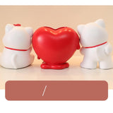 3Pcs Chinese Couple Cat Statues Gifts Tabletop for Entryway Bedroom New Year