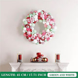 Christmas Ball Wreath Floral Wreath Ornaments for Winter Indoor Outdoor Home Green White