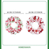 Christmas Ball Wreath Floral Wreath Ornaments for Winter Indoor Outdoor Home Green White