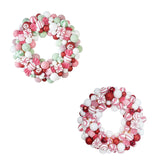 Christmas Ball Wreath Floral Wreath Ornaments for Winter Indoor Outdoor Home Green White