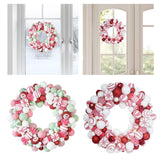 Christmas Ball Wreath Floral Wreath Ornaments for Winter Indoor Outdoor Home Green White