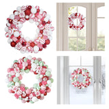 Christmas Ball Wreath Floral Wreath Ornaments for Winter Indoor Outdoor Home Green White