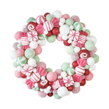 Christmas Ball Wreath Floral Wreath Ornaments for Winter Indoor Outdoor Home Green White